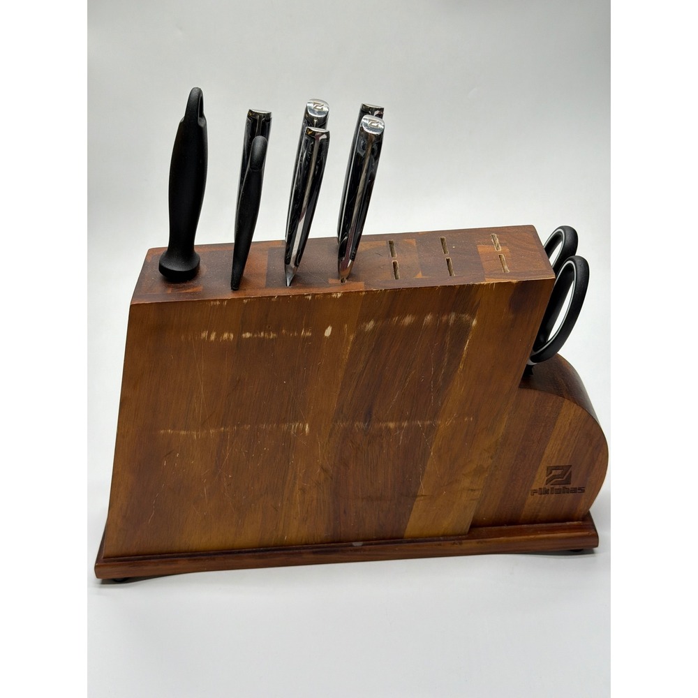 Piklohas 8 Piece Knife Set‎ with Wood Block Marbled Handles Steak Knives Shears